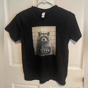 Kids Black Raccoon Graphic Tee